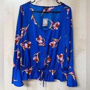 Express Blue Floral Top - NWT